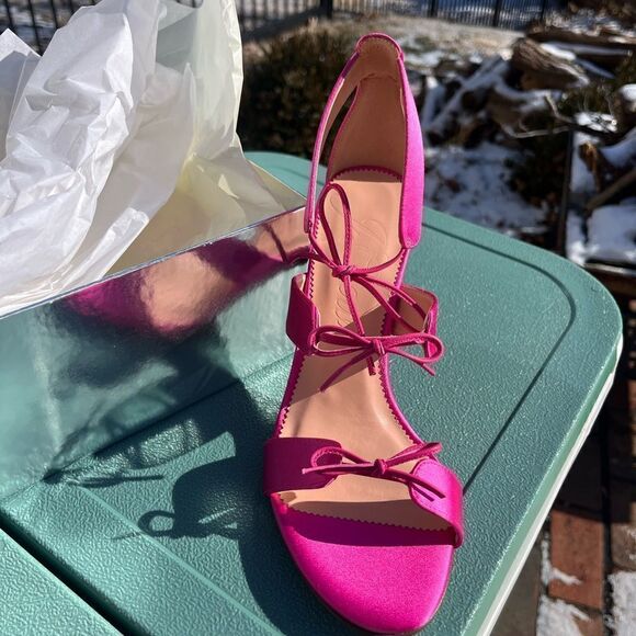 J Crew Collection Rylie Lace Up Heels in Italian Satin NIB - Picture 8 of 13